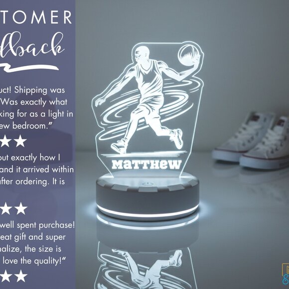 Custom Basketball LED Night Light for Athletes - Picture 7 of 8
